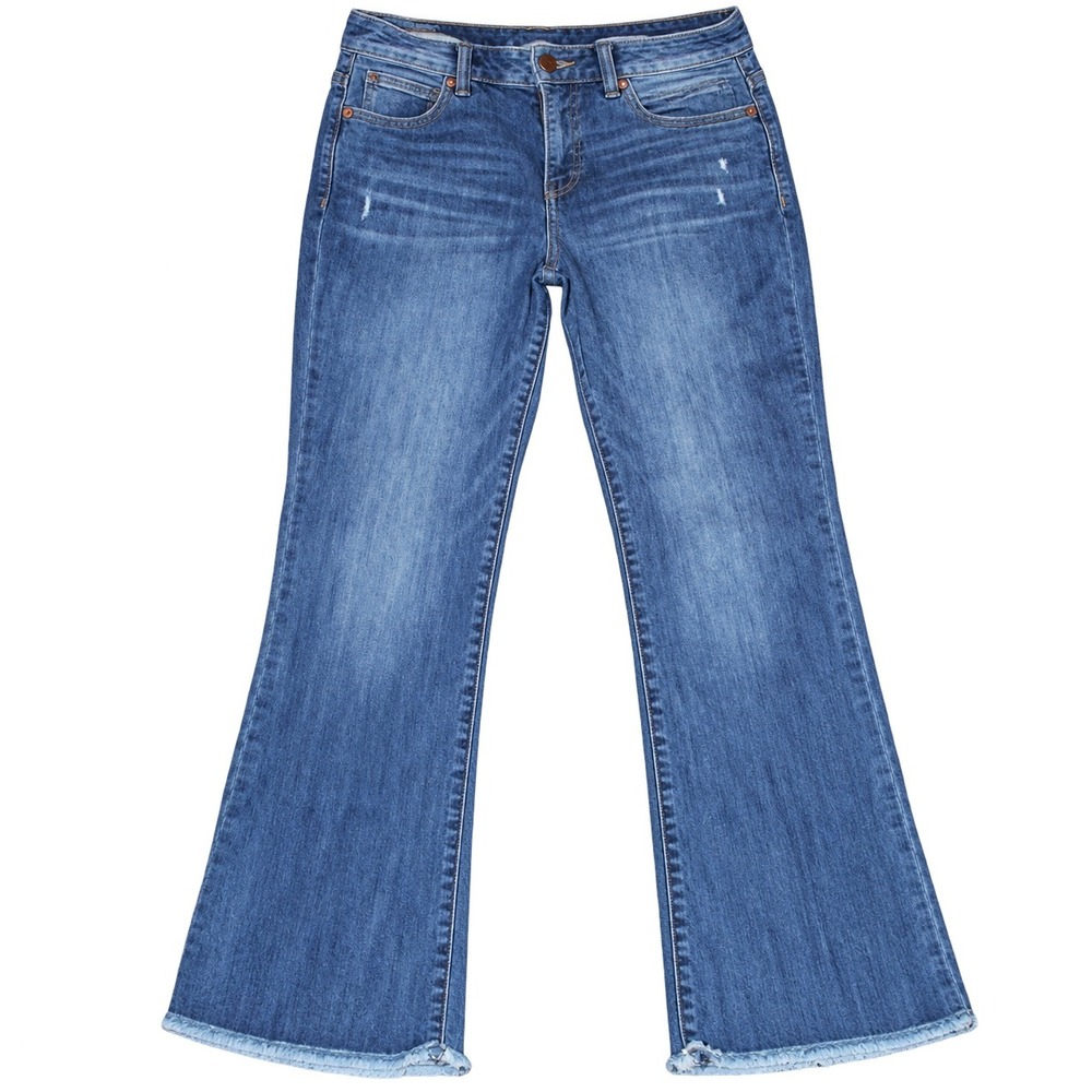 Democracy Absolution Cropped Bootcut Jeans Women 10 Blue Raw Hem